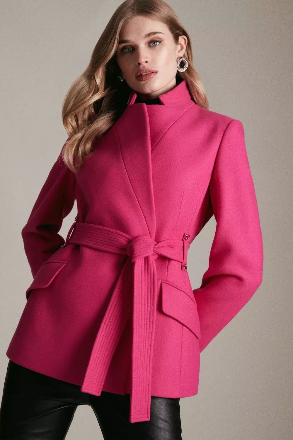 Hot pink wool coat online